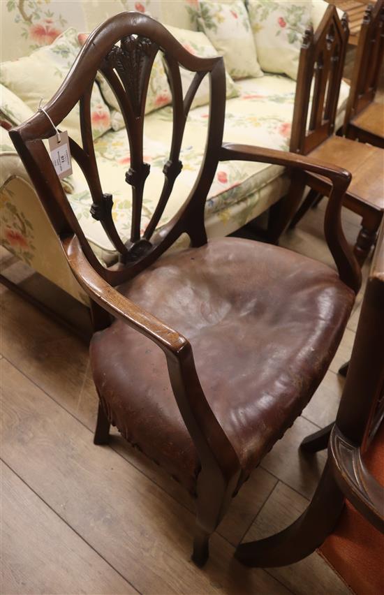 A George III mahogany elbow chair